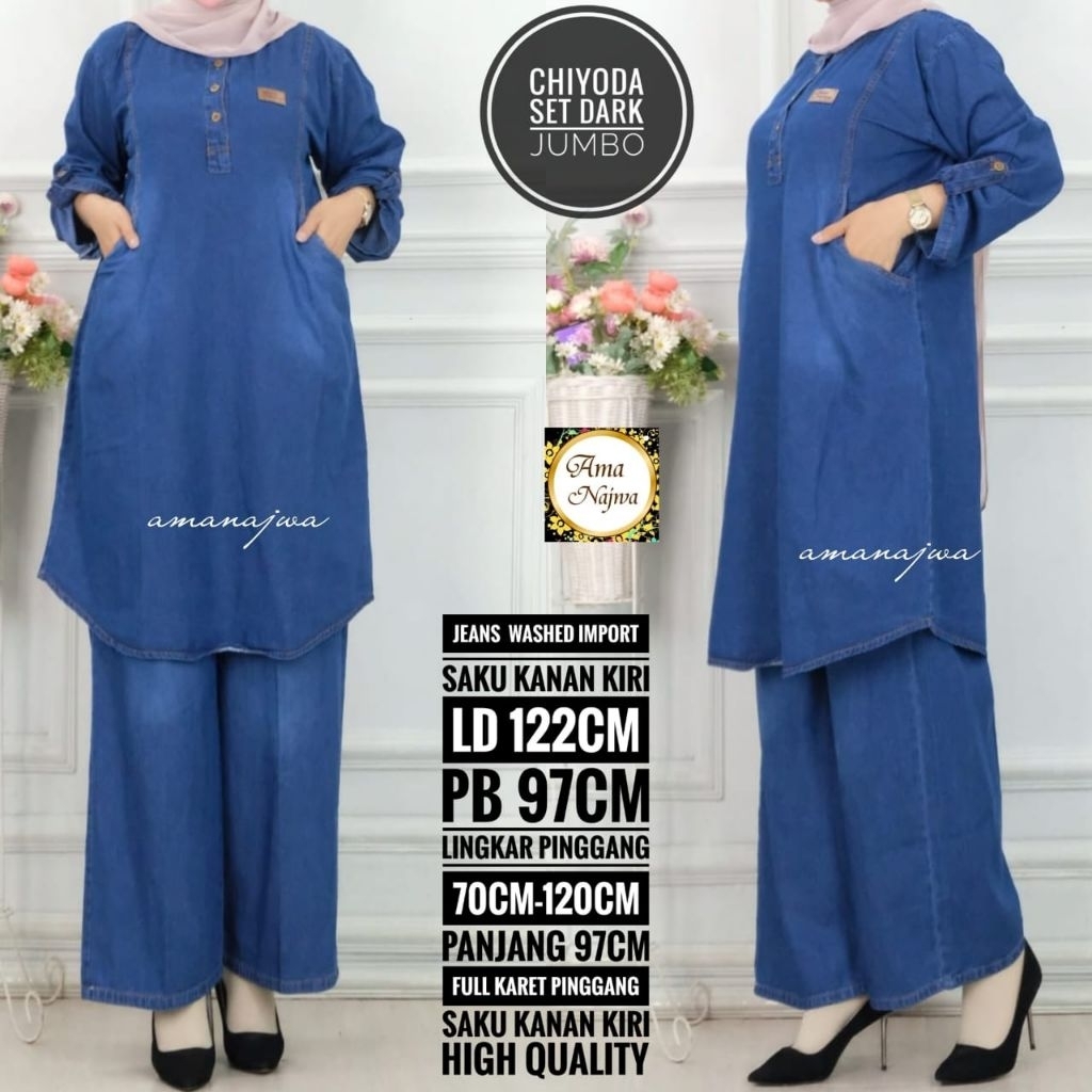 PARVEEN + CHIYODA SET PANTS JUMBO LD 120 / SETELAN JUMBO