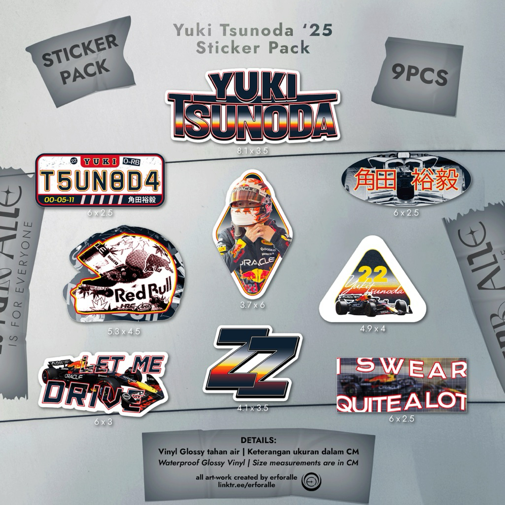

Yuki Tsunoda ‘25 Sticker Pack [9Pcs Glossy Laminated]