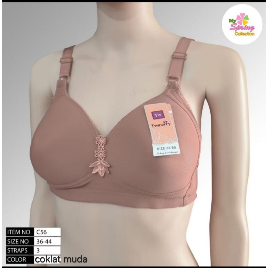 Bh Bra Polos Cup Besar (C) Ukuran 38 - 44 Kait 3 Busa Sedang Tanpa Kawat #C56
