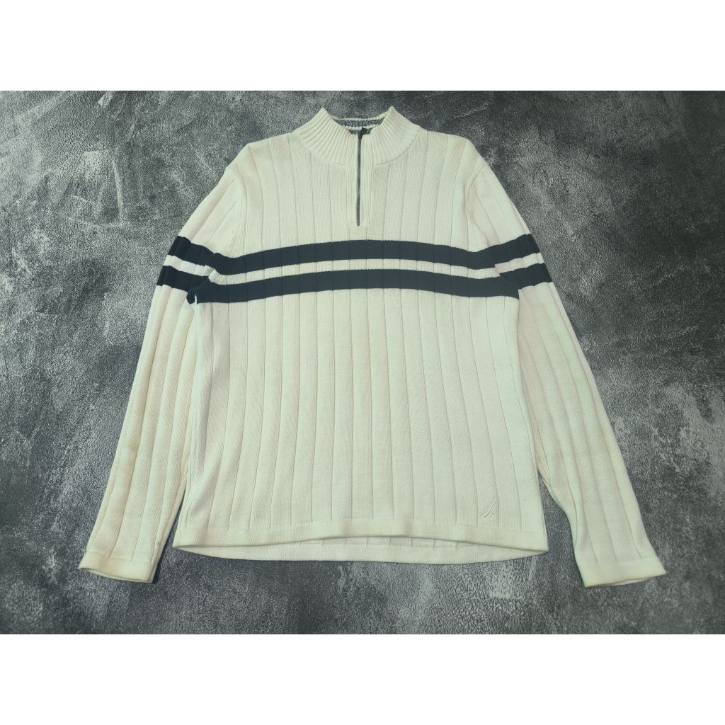 Sweater Knit Rajut Half Zipper Nautica L/XL