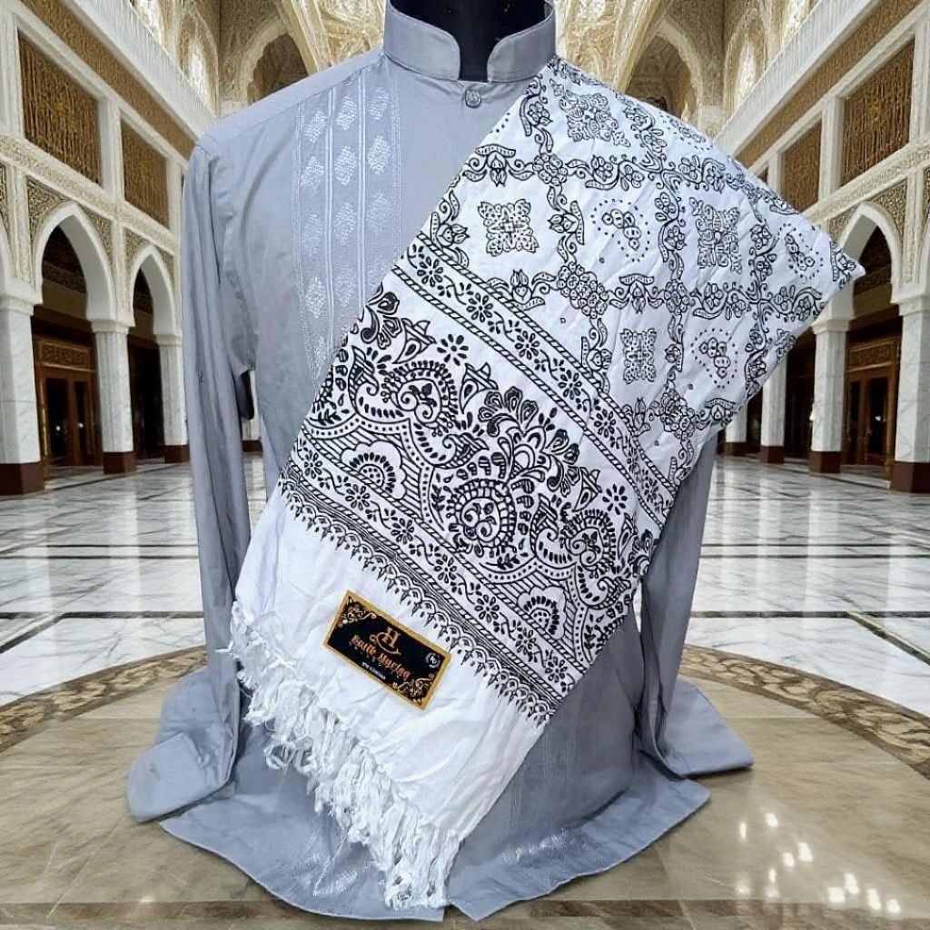 SORBAN MOTIF KASHMIRI full hitam polos //Sorban panjang rumbay//Sorban hitam polos//Sorban panjang h