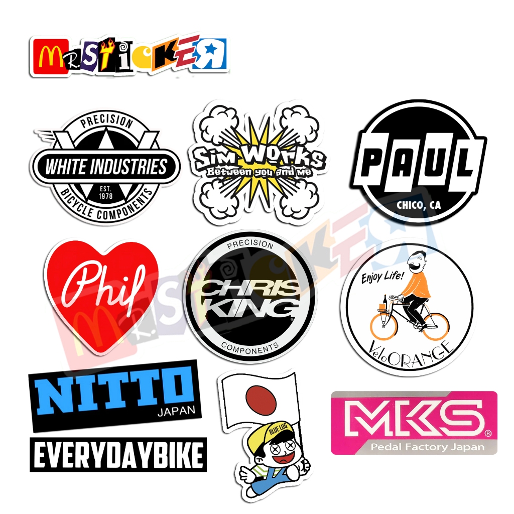 

sticker bicycle component part logo rounded diecut stiker cyclist bike kalcer white industries paul chris king vo nitto mks phil simworks bluelug