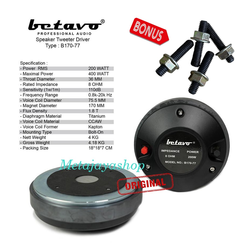 Tweeter / Driver Betavo B170-77 Tweeter Speaker Betavo B 170-77 Original