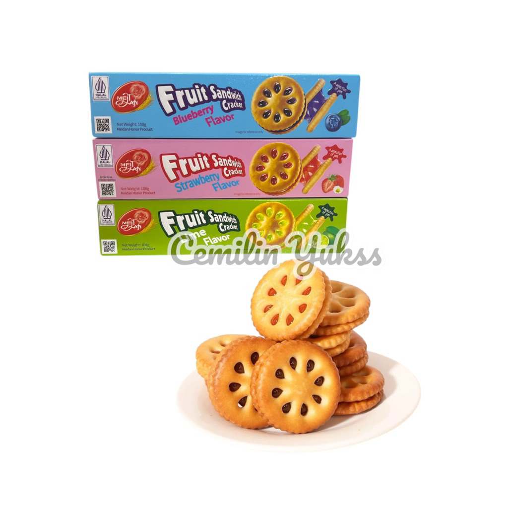 

Meidan Fruit Sandwich Cracker Strawbery Flavour 108g Meidan Blueberry Sandwich Cracker Lime Flavour