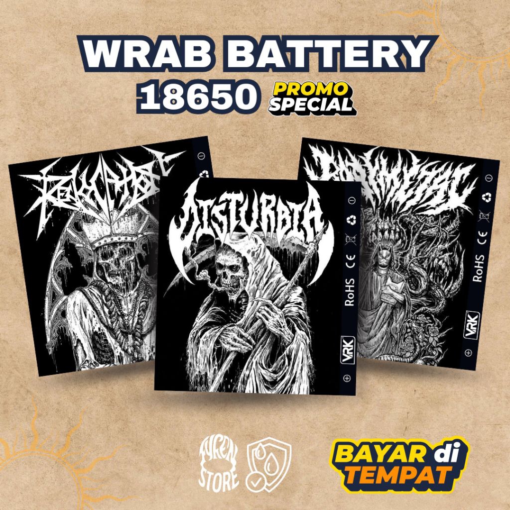 

WRAP STIKER BATERAI 18650 SLIPKNOT – Desain Keren, Awet & Unik | Skin Baterai Custom Promo Spesial