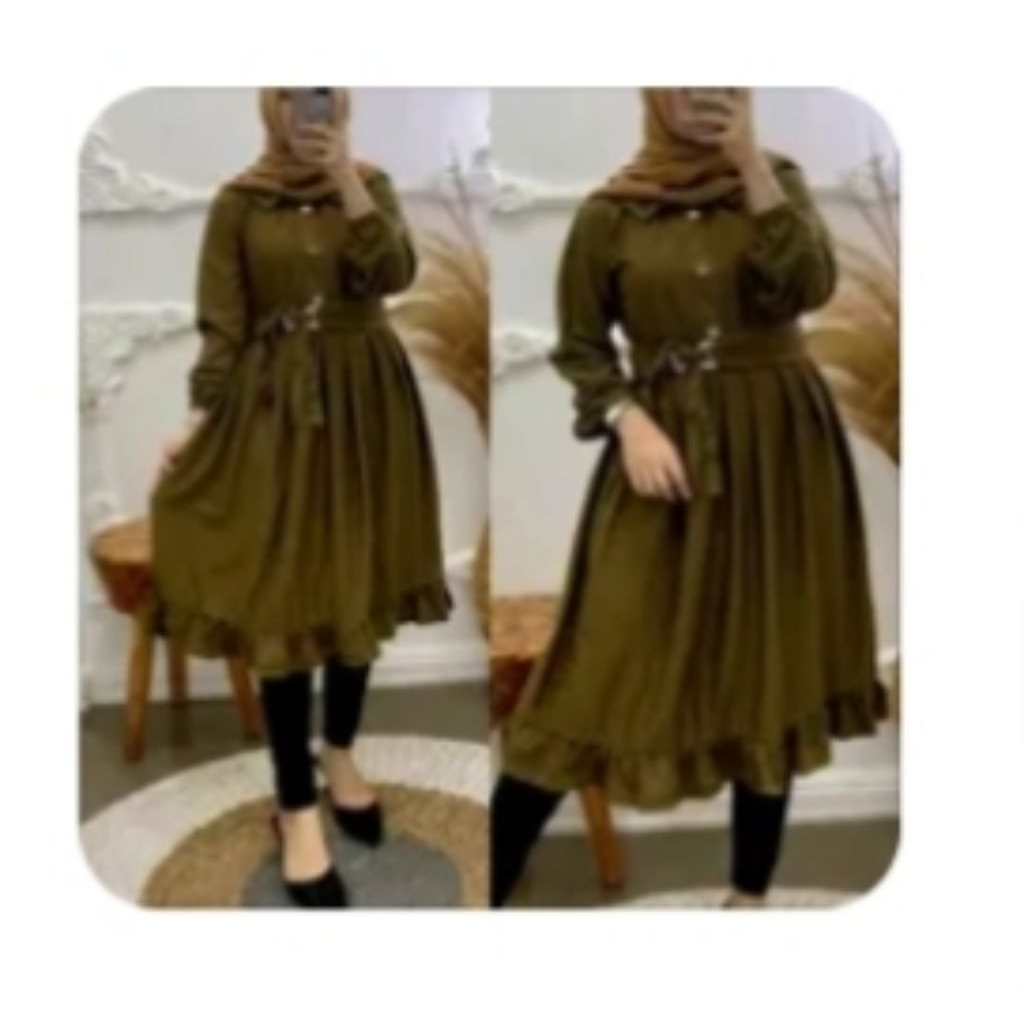 Tunik Belt Rempel Polos Elegan Simple