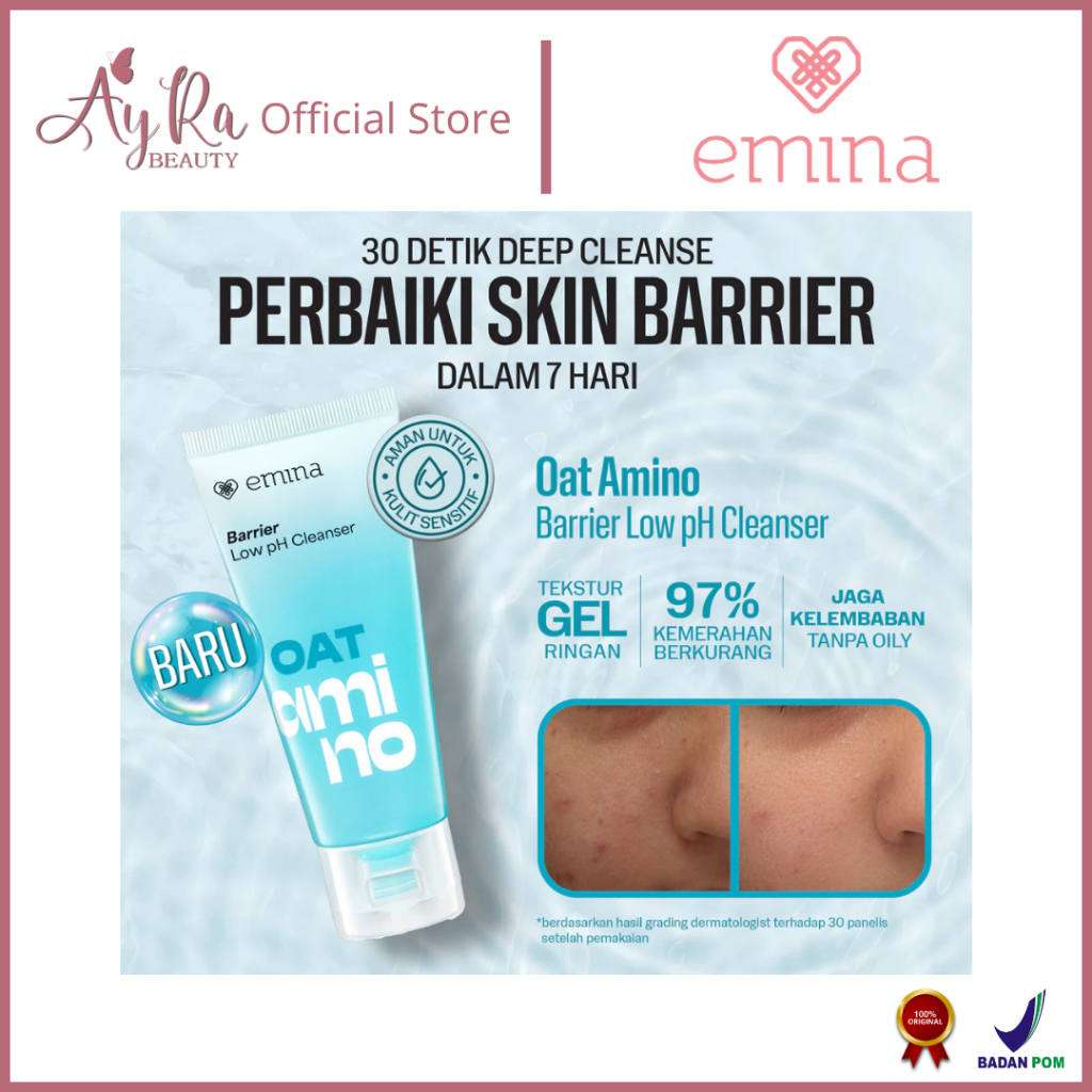 AyRa Beauty - Emina Oat Amino Ceramide Barrier Low pH Gel Cleanser 70ml - Facial Wash Skincare Sabun