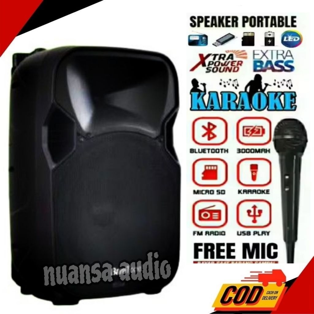 Speaker Bluetooth Karaoke Extra Bass Gratis Mic Ukuran Jumbo 3383 / Spiker Aktif Karoke Besar / Kimi