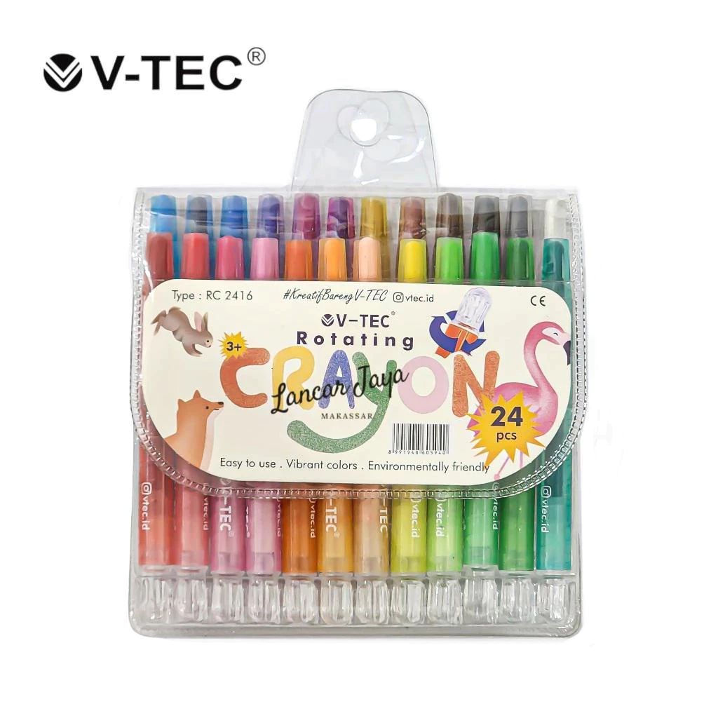 

V-TEC Rotating Crayon Colour RC-2416/24W (SHORT) / Krayon Putar Ulir vtec color