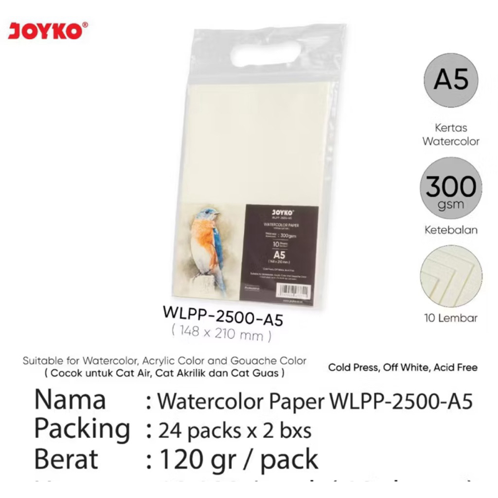 

Joyko Watercolor Paper 300gsm WLP-2500 | Kertas Cat Air
