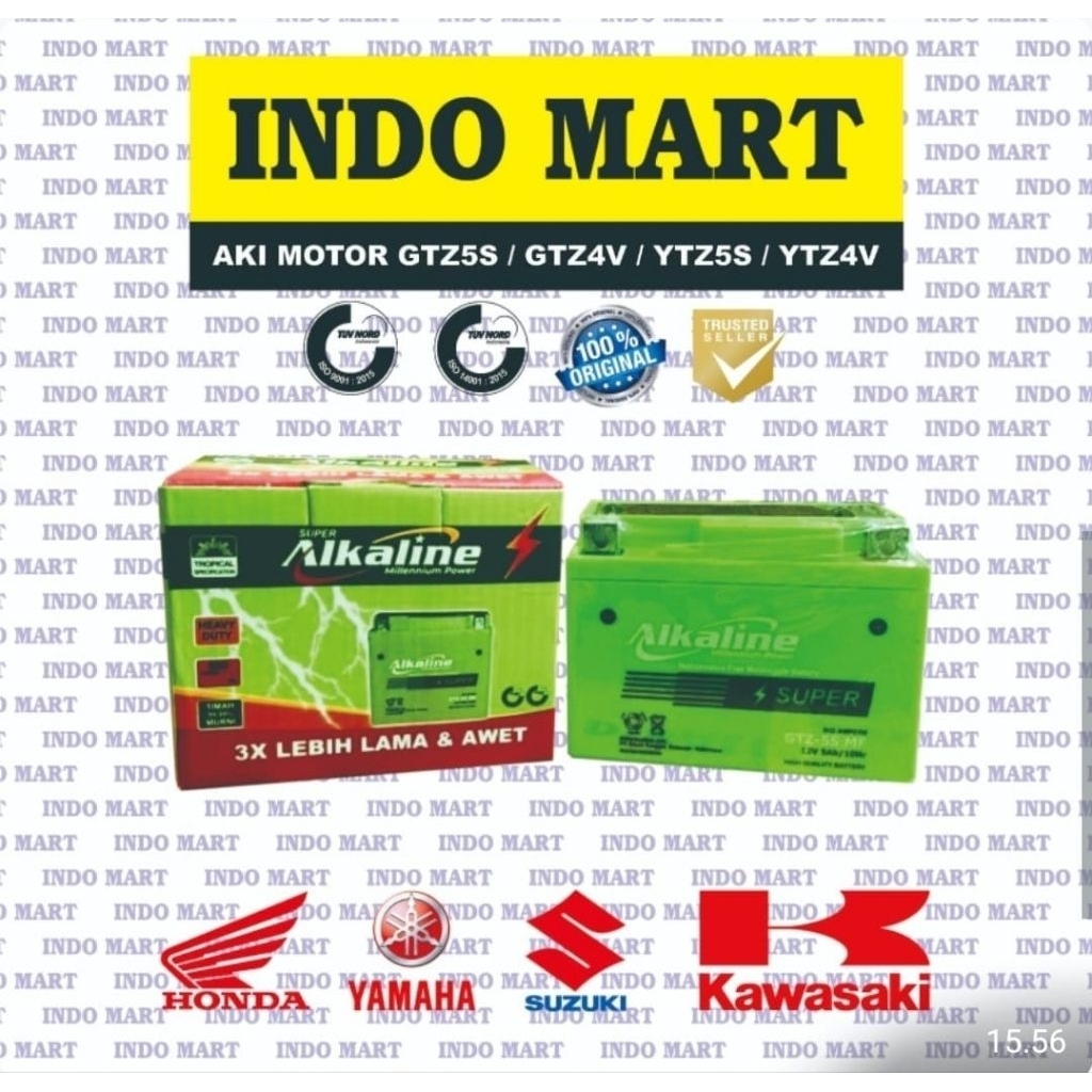 Aki Motor Kering Gel MF GTZ5S Honda Beat Super Alkaline Millenium Power 12V5Ah alt. YTZ5S YTZ4V GTZ4