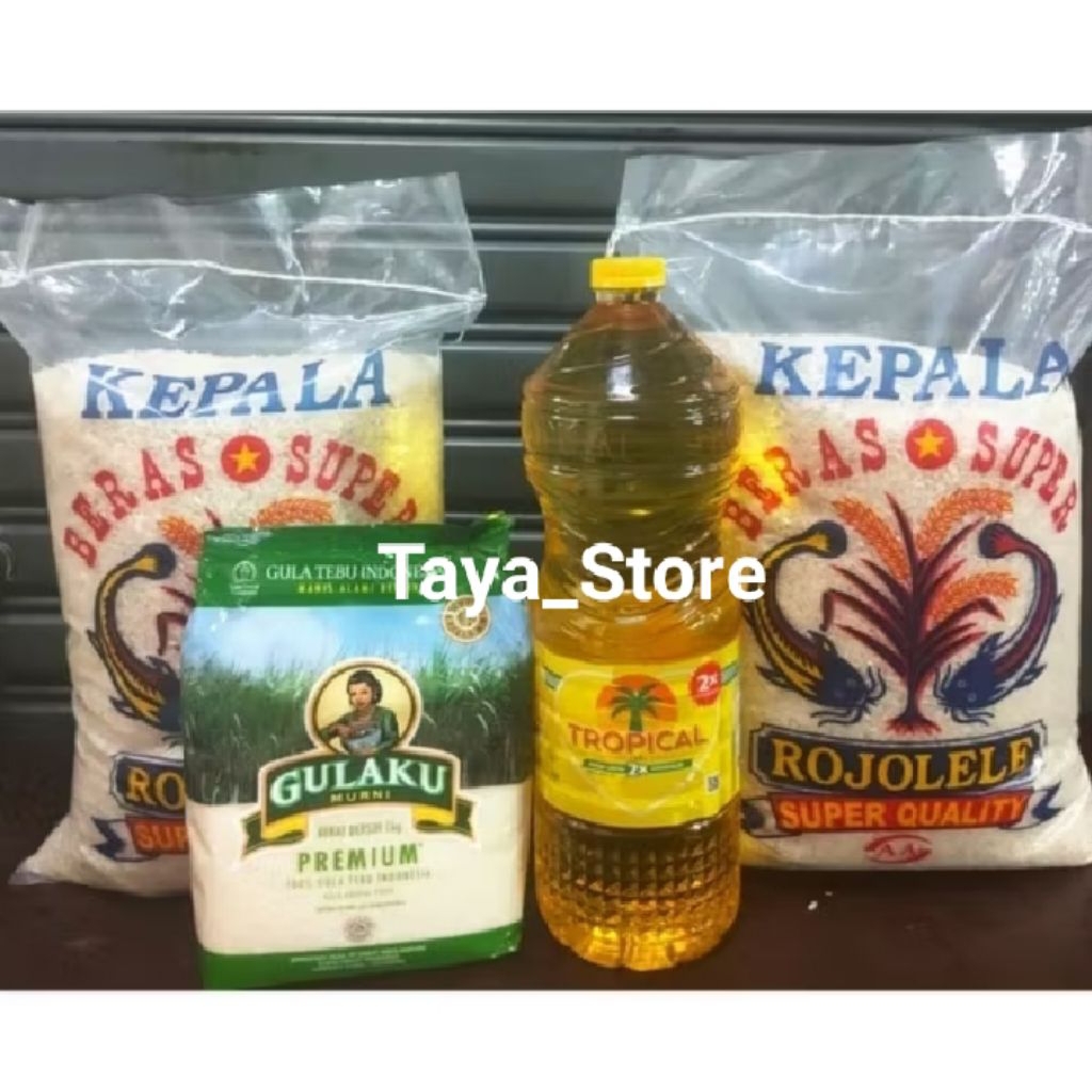 

Paket Sembako Beras 5kg,Gula 1kg,Minyak 1L