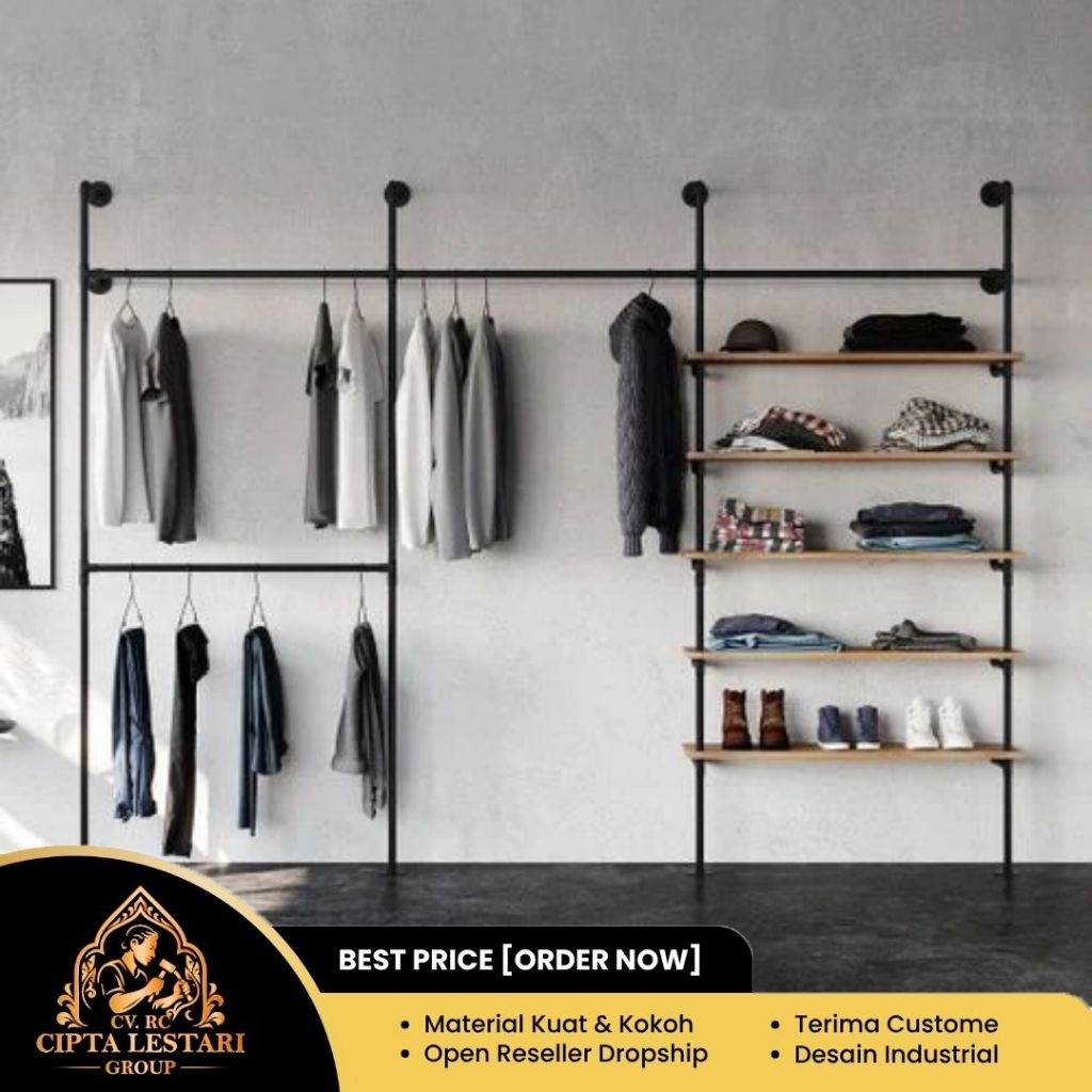 Rak Baju Dinding | Display Distro | Display Boutique | Toko Baju