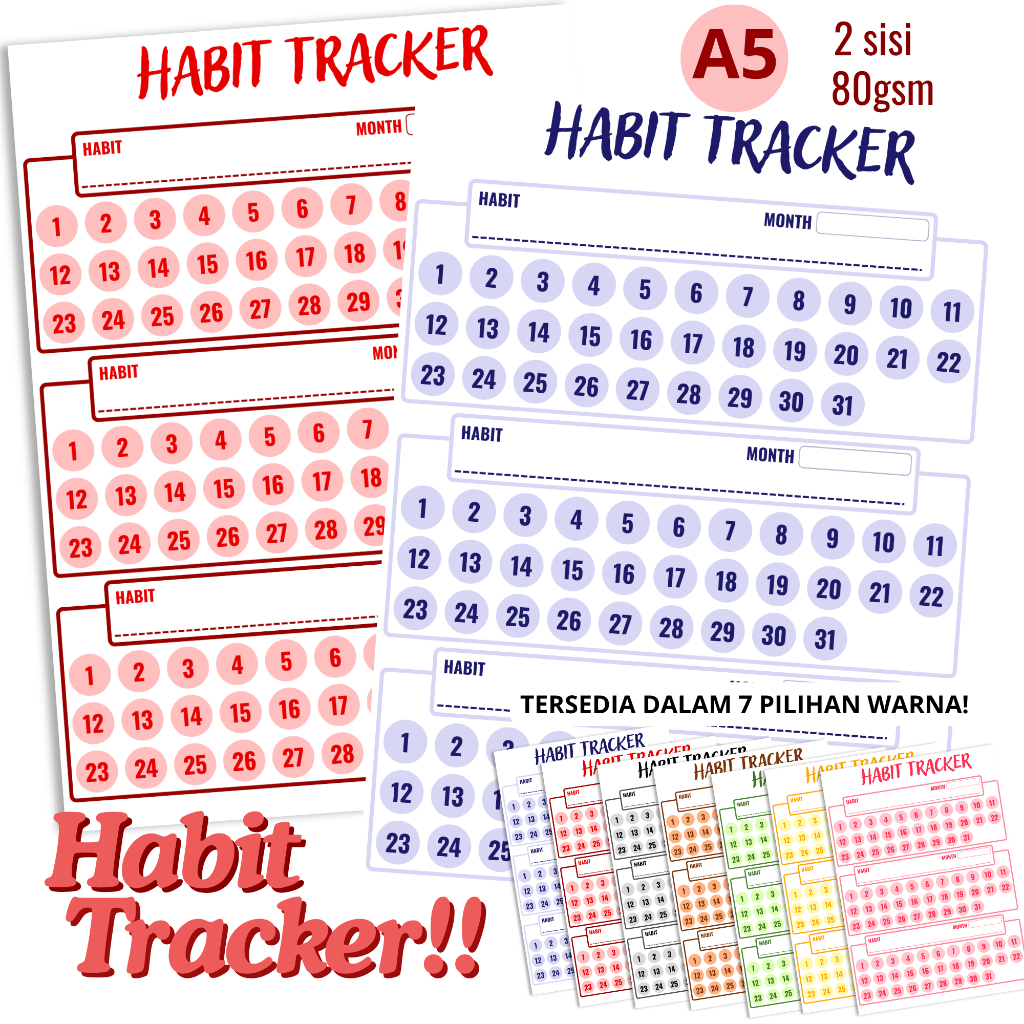 

(Papelrosie) Loose Leaf Planner A5 | Refill Isi Binder Habit Planner isi 20 Lembar Bolak-Balik | Hvs 80gsm