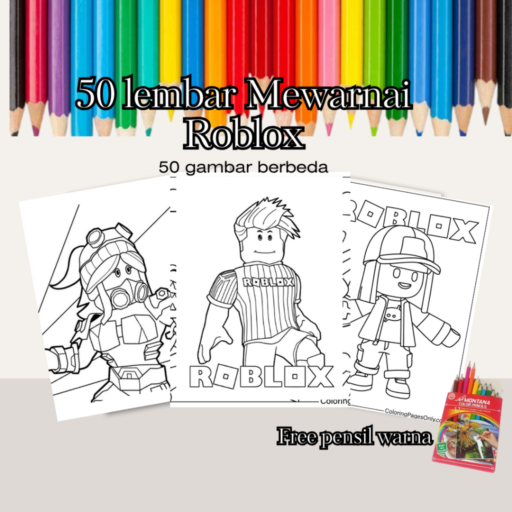 

Gambar Mewarnai Anak Roblox A5 Gratis Pensil Warna Kertas Mewarnai Bukan Buk