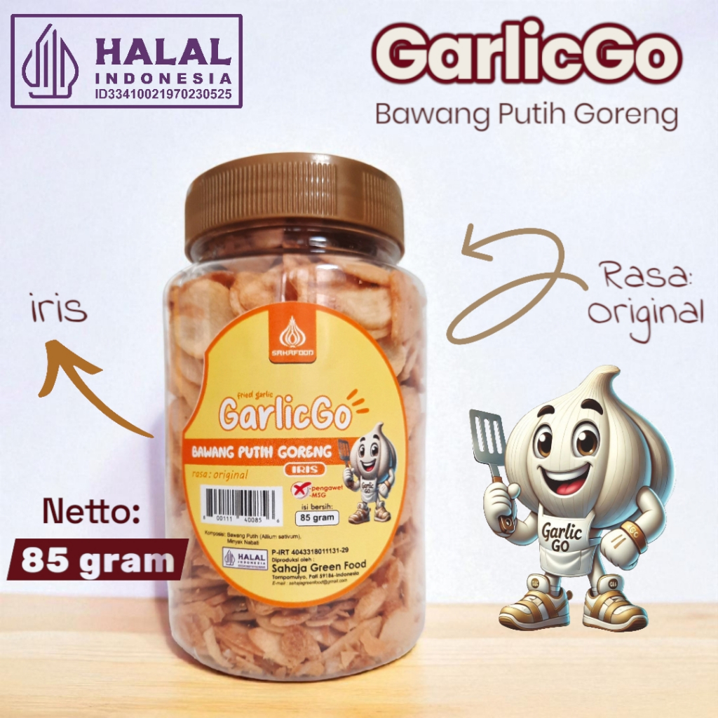 

GarlicGo Bawang Putih Goreng iris renyah wangi alami rasa Original Topping dan bumbu masak halal
