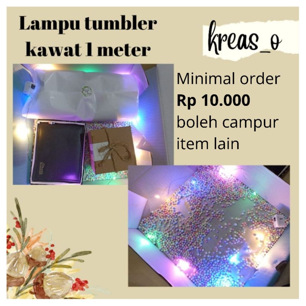 lampu tumbler LED kawat 1 meter / 2 meter