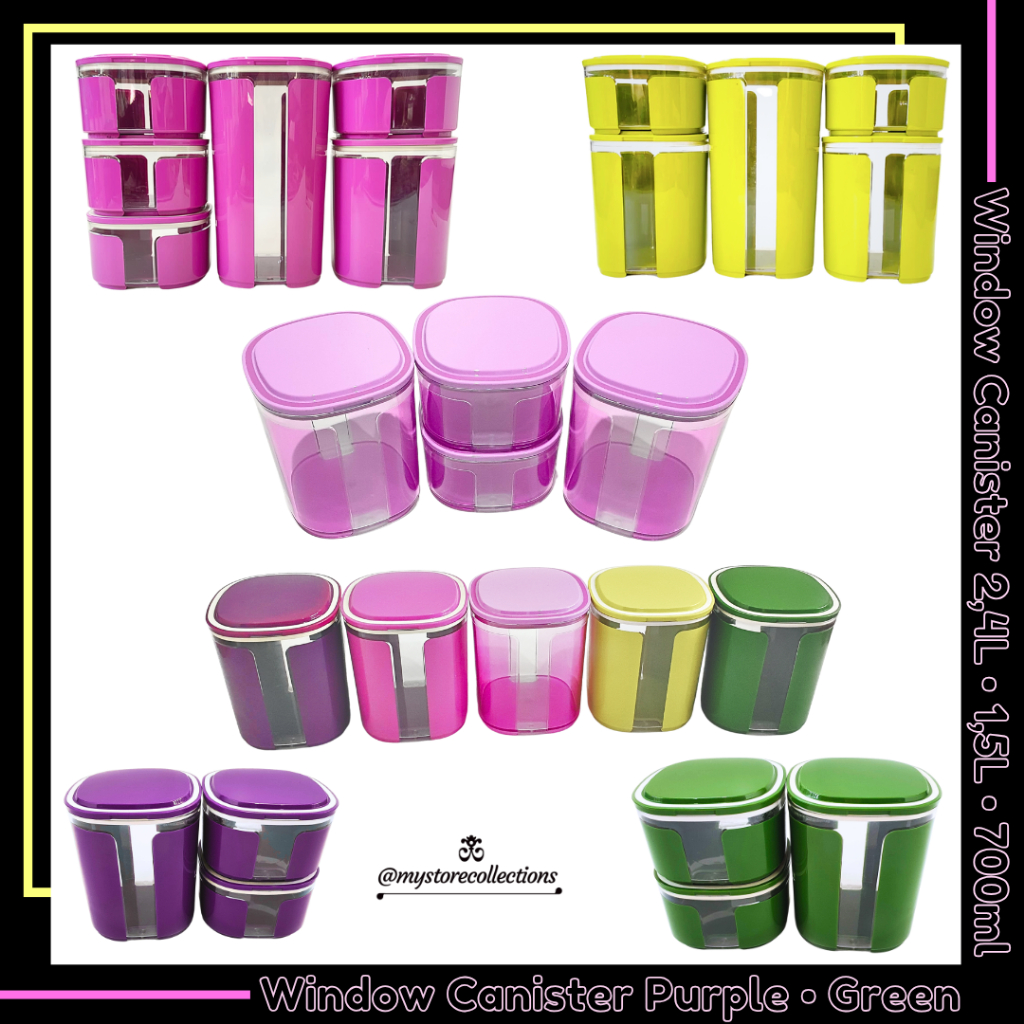 Window Canister Purple • Green * Indo - Import  ( Toples Ungu • Hijau ) Tupwr