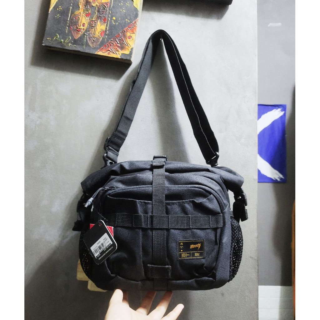 TAS SELEMPANG WAISTBAG BLOODS TACVA BLACK ORIGINAL.