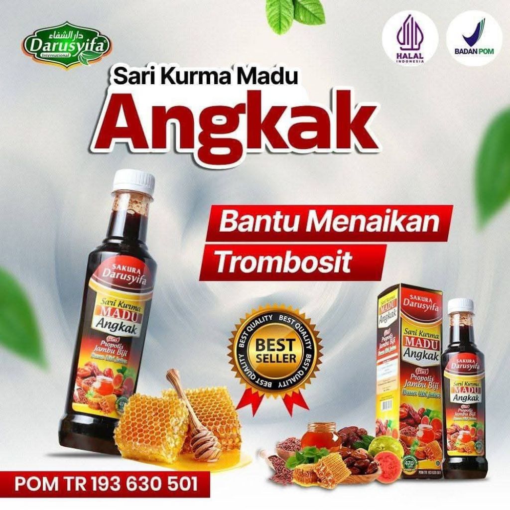 

SARI KURMA MADU ANGKAK DARUSYIFA ORIGINAL SAKURA PLUS DAUN UBI JALAR --->>> EFEKTIF ATASI THYPUS DAN DEMAM BERDARAH