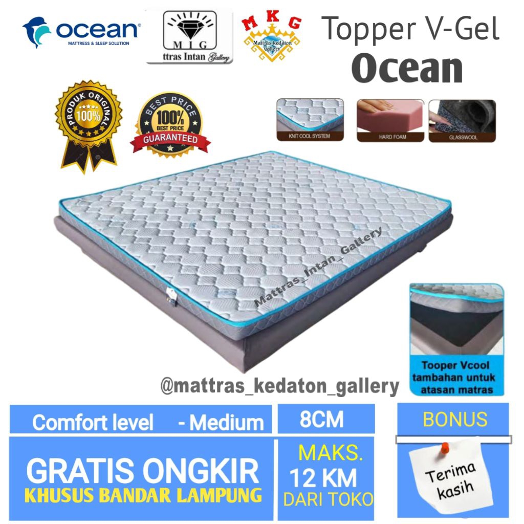 Topper Ocean Springbed Viro Gell T8 Cm - kasur spring bed ocean Spring bed size 160 - 180 bandar lam