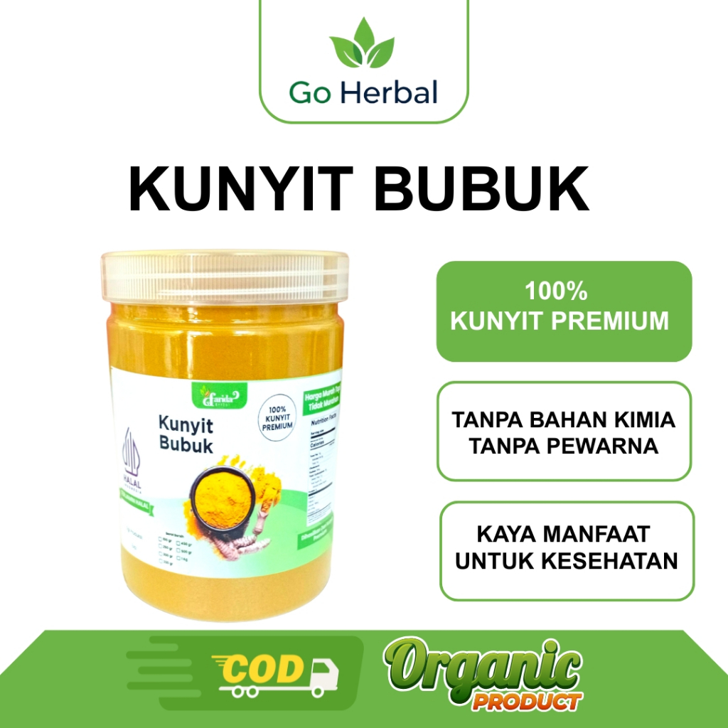 

Kunyit Bubuk Kemasan Toples Premium 100% Kunyit Asli Farida Herbal