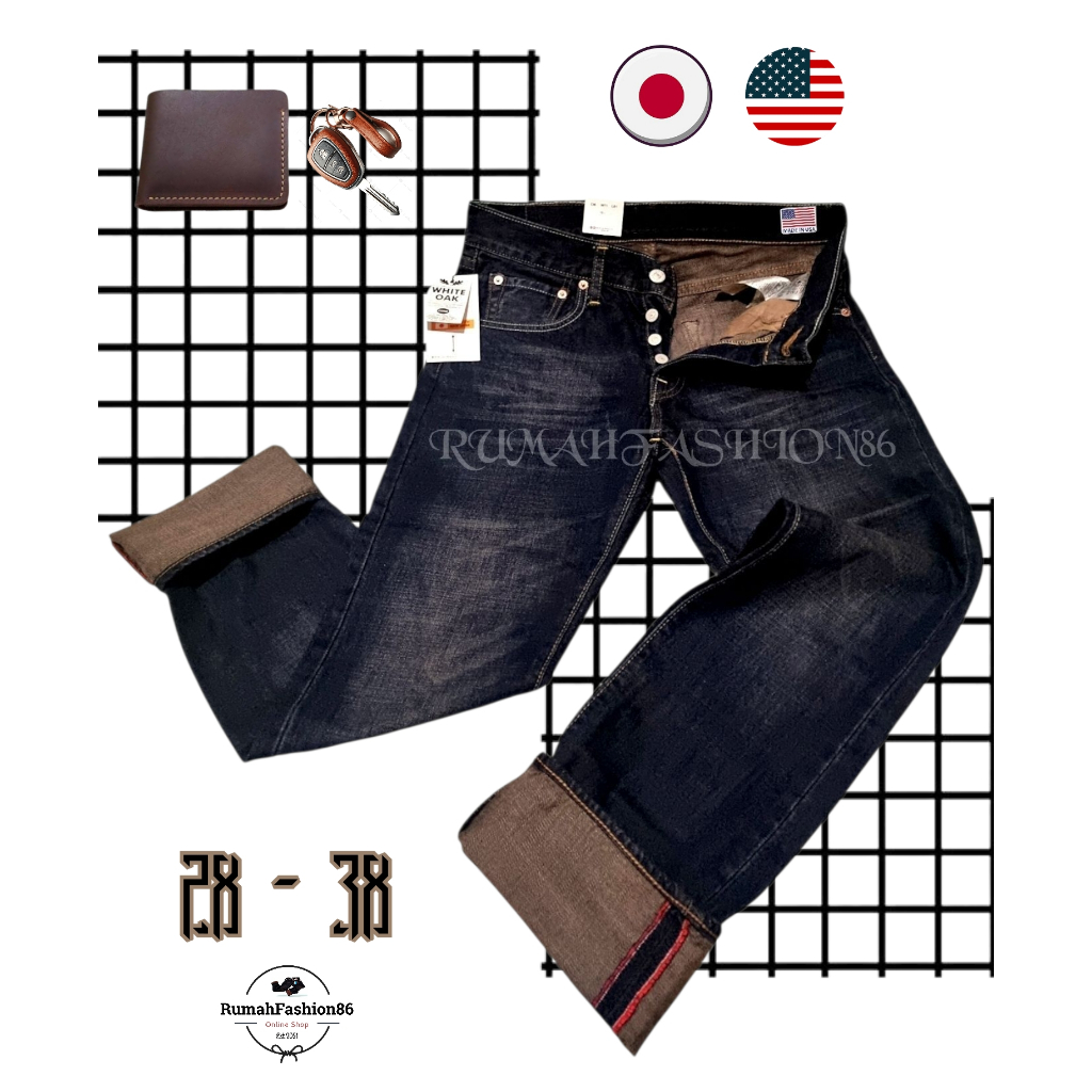 [FREE ONGKIR XTRA] CELANA JEANS PANJANG PRIA PREMIUM QUALITY DENIM SELVEDGE BROWN MADE IN JAPAN/USA