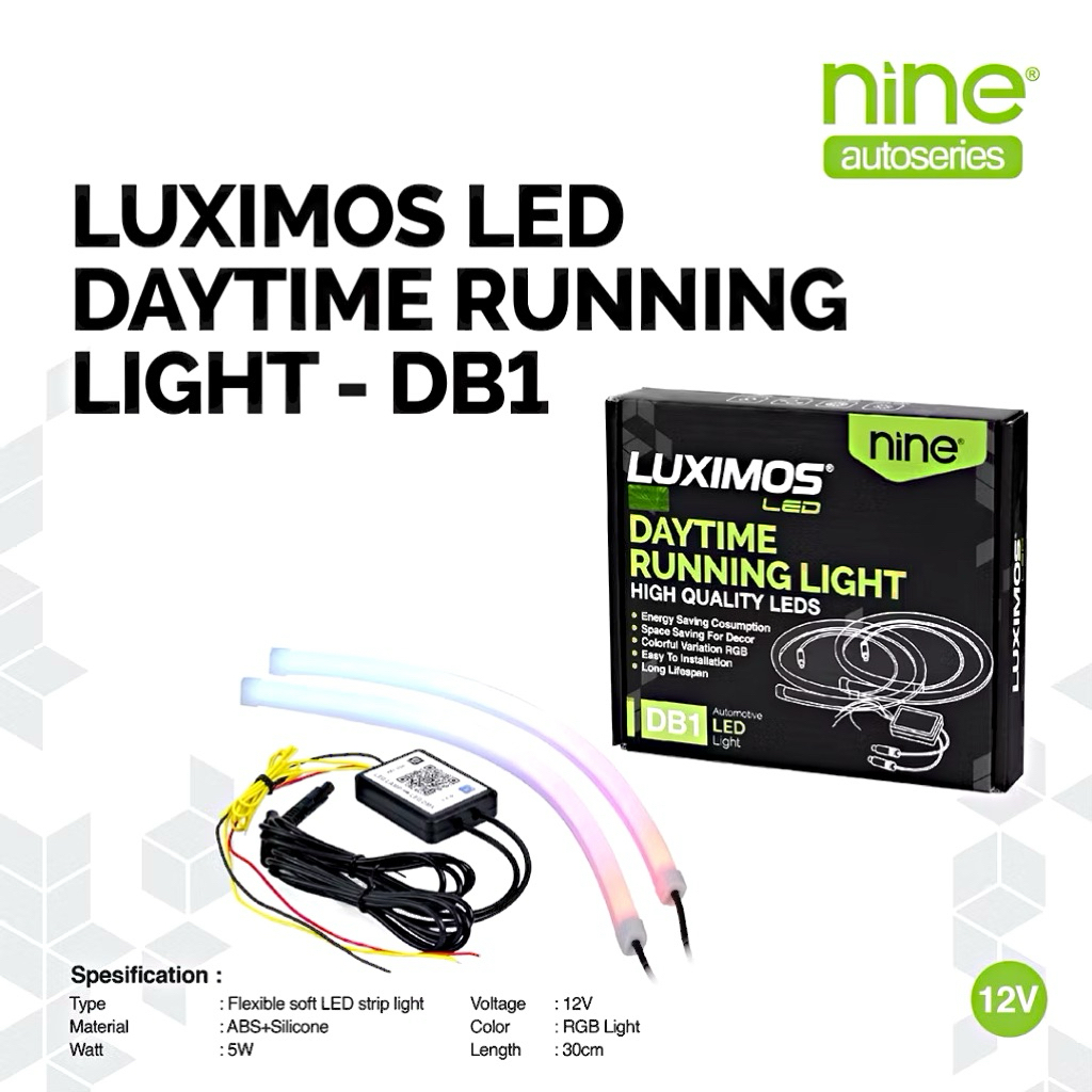 LAMPU ALIS APLIKASI MOTOR DAN MOBIL PANJANG 60cm 30cm LUXIMOS DB1 NINE AUTOSERIES