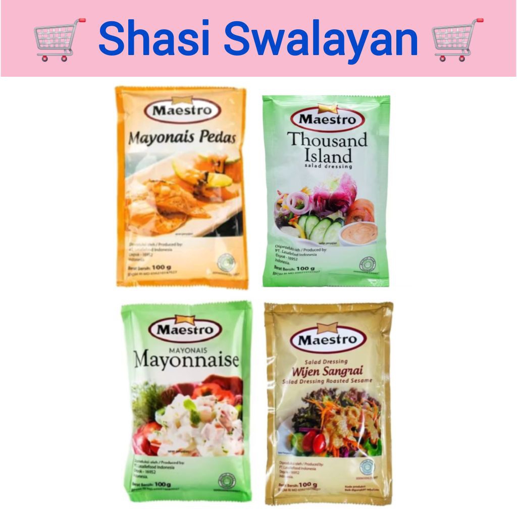 

Maestro Mayonnaise 100gr - Mayo/ Mayonais/ Pedas/ Wijen Sangrai/ Thousand Island