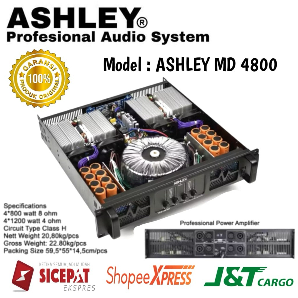 Power Amplifier Ashley Md4800 Original Power Amplifier Ashley 4 Channel Class H
