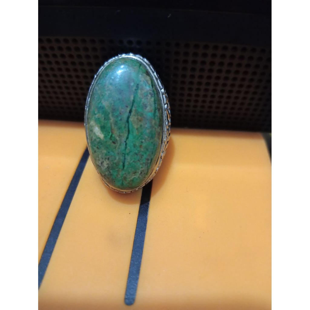 cincin batu pirus akik antik motif combong permukaan tidak pecah halus murni kuno normal..