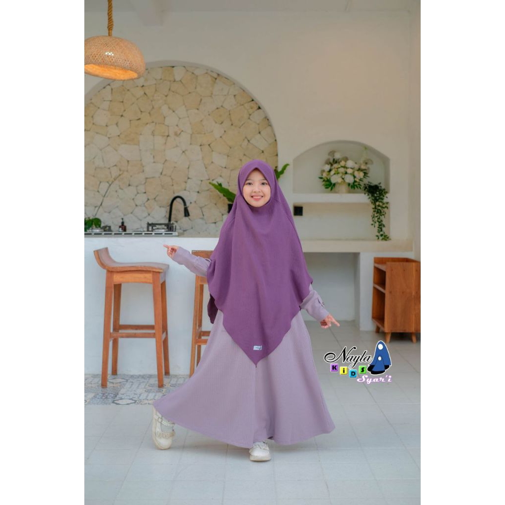 gamis set cadar dan jilbab anak perempuan Nayla kids