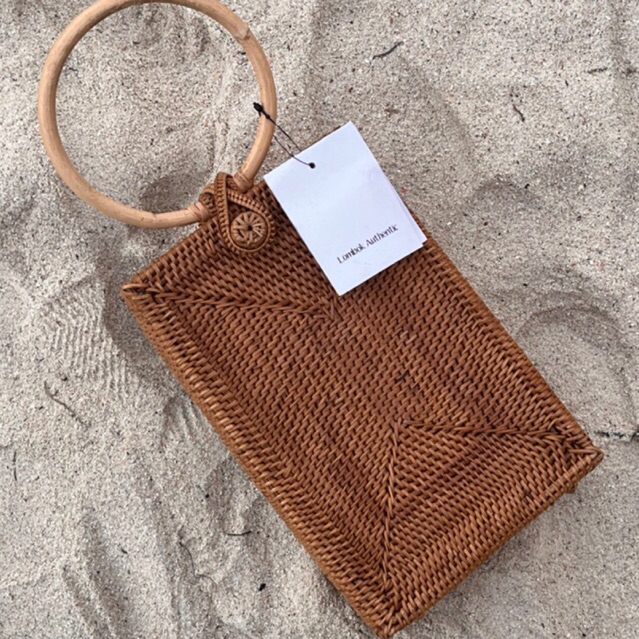 Lombok Authentic Kina Ketak Bag Tas Jinjing Anyam Rattan Top Handle