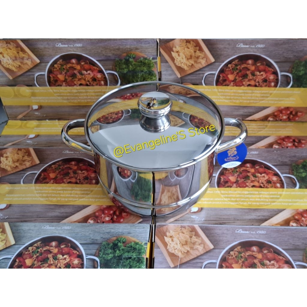 Bima Prima Panci Kukus 24 Cm Langseng 7.2 L Steamer Stainless Steel Inox Premium