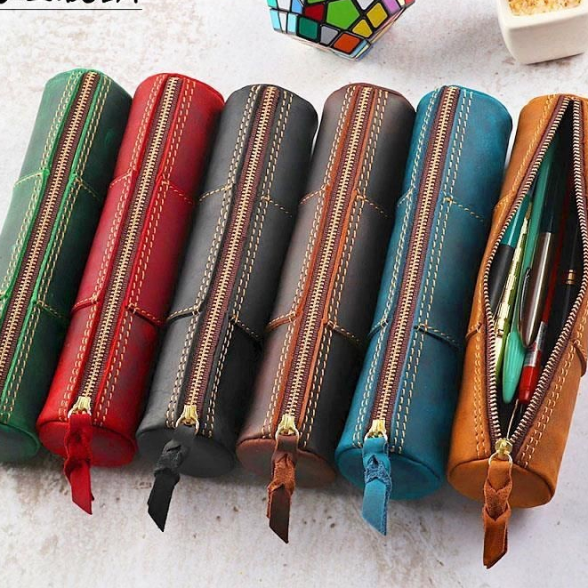 

Tas Pensil Retro Ritsleting Kapasitas Besar Kotak Alat Tulis Multifungsi Tas Penyimpanan