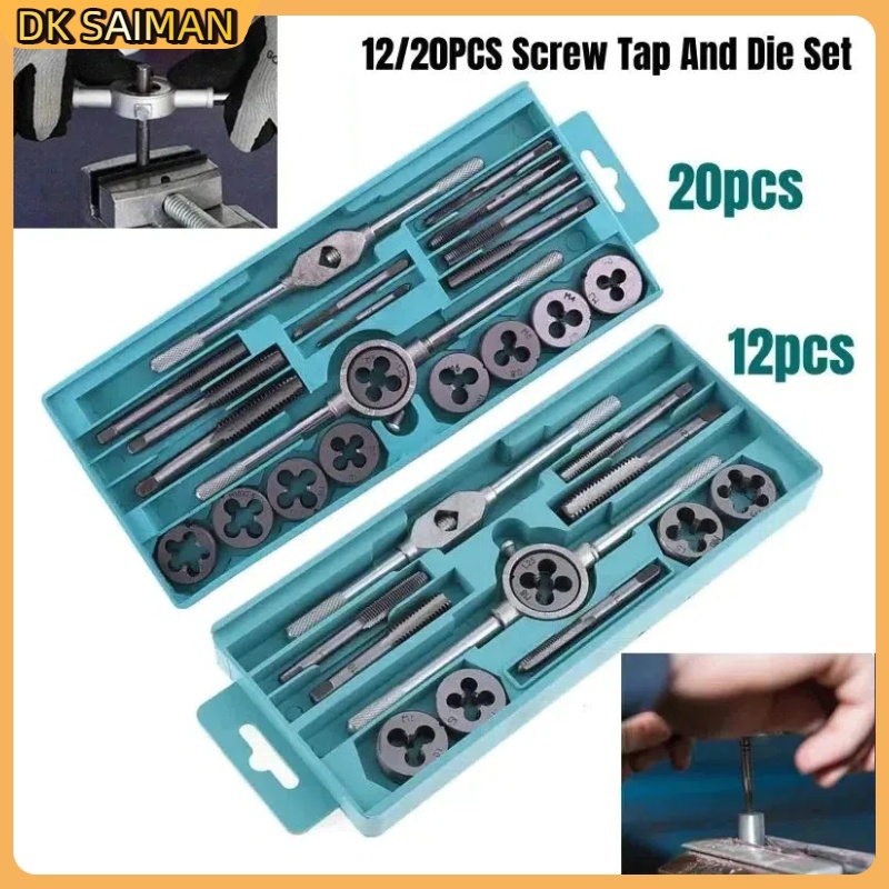 7lekkar - tap die set 12-20 pcs alat senai drat baut hand tap ulir mur dart