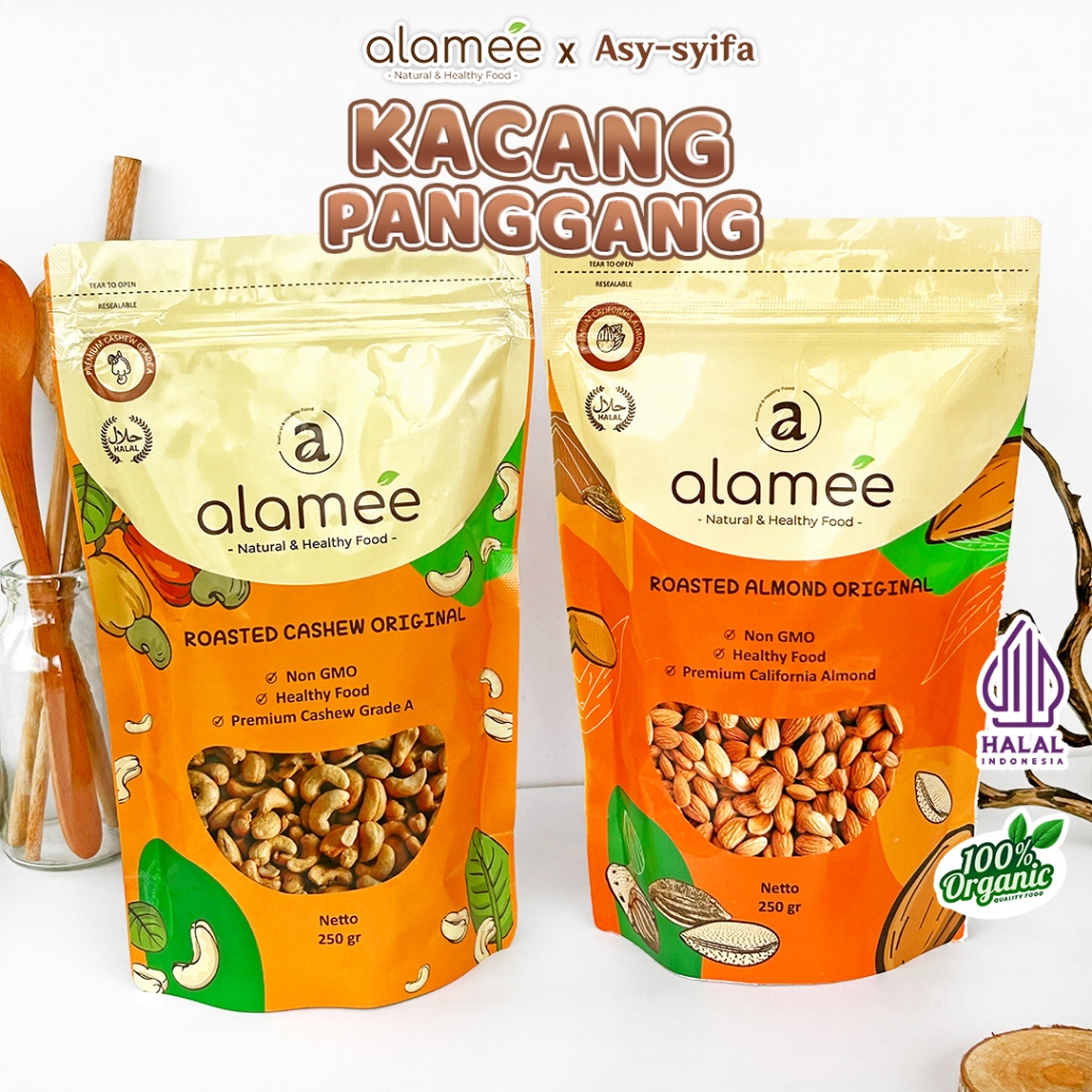 

Kacang Almond Almon Mede Walnut Pistachio Kupas Panggang Premium Roast Roasted Oven Siap Makan