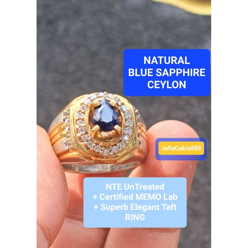 Natural ROYAL BLUE SAPPHIRE CEYLON Corundum HQ NTE No Heated + Certified MEMO Lab Batu Alam Safir Bi