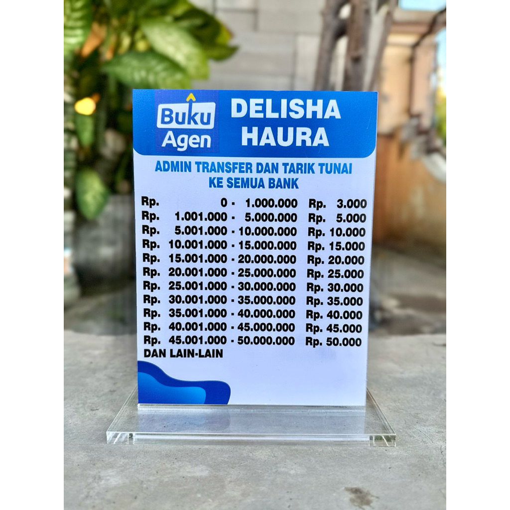 

UKURAN 15x20cm AKRILIK PAPAN MEJA BUKU AGEN BISA EDIT / CUSTOM SESUAI PERMINTAAN