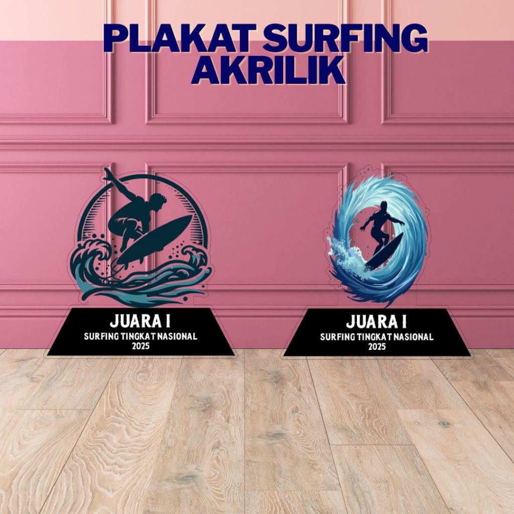 Piala Selancar Akrilik | Plakat Lomba Selancar | Trophy Surfing Akrilik