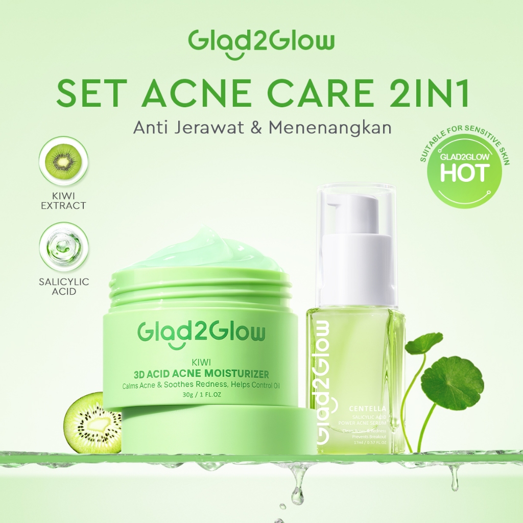Glad2Glow Acne bundle 2in1 paket Skincare-Moisturizer+Serum+Cleanser+Toner+Skincare Set Beauty Sets 