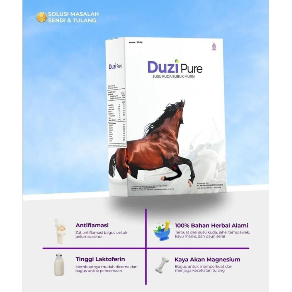

DUZI PURE – Susu Kuda Bubuk Murni dengan Herbal Alami | Solusi Masalah Sendi & Tulang
