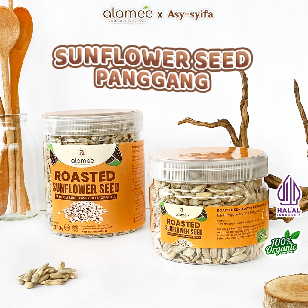 

ALAMEE Roasted Sunflower Seed Biji Bunga Matahari Kupas Oven Biji Kuaci Panggang PREMIUM 250gr 125gr