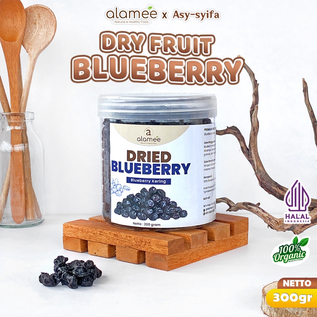 

ALAMEE Blueberry Kering Cemilan Buah Sehat Dried Fruit Blueberry Cemilan Rendah Kalori 300gr