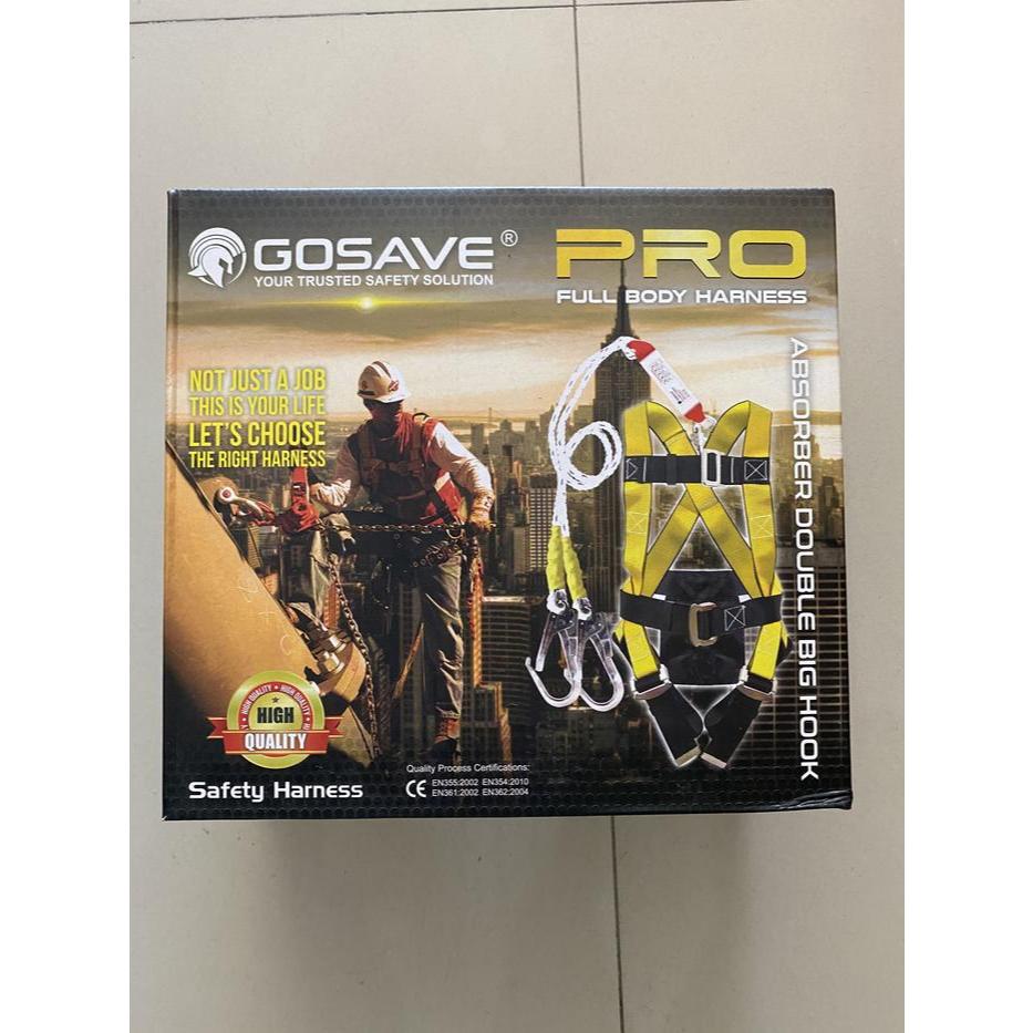 safety belt GOSAVE PRO Full body harness absorber double lanyard big hook safety belt sabuk