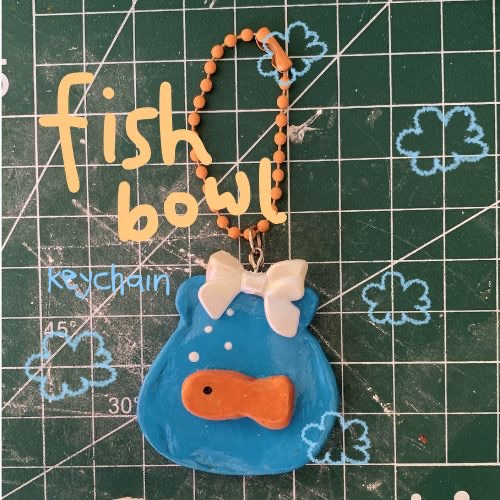 fish bowl keychain / gantungan fish bowl / fish bowl bagcharm / keychain clay / custom keychain clay