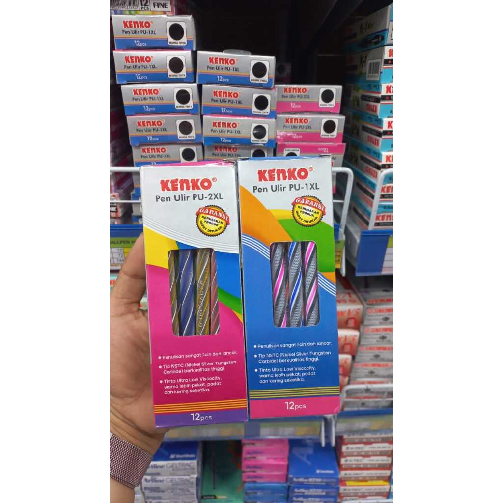 

(12 Pcs) PULPEN KENKO ULIR WARNA WARNI / PU-1XL & PU-2XL / BALPEN ULIR MURAH / BOLLPOINT MURAH