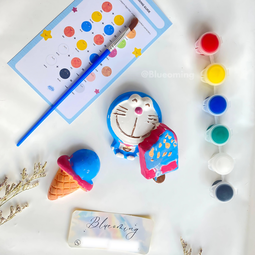 PAKET SUPER LENGKAP Mewarnai Patung Karakter Gypsum 3D - Painting Kit Edukasi Anak Usia 3-10 Tahun, 