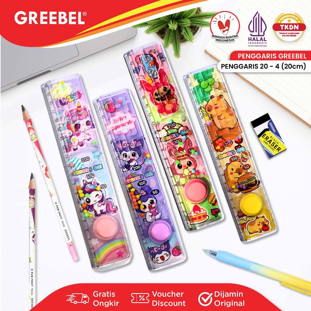 

GREEBEL Penggaris Karakter Mini Games 20cm / Ruler Mini Games (20-4) / Penggaris Lucu Sekolah