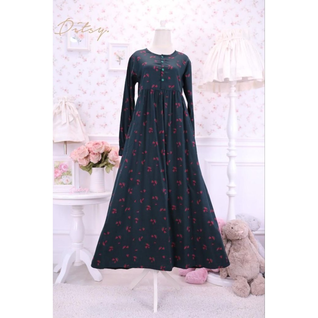 Preloved Homedress DITSY BITIKH DARK GREEN XL NIGHTGOWN